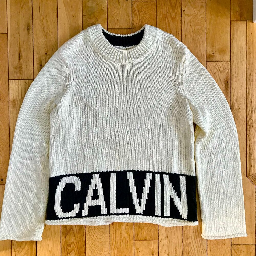 Vintage Calvin Klein Knitted Sweater Women's Large Heavy Crewneck